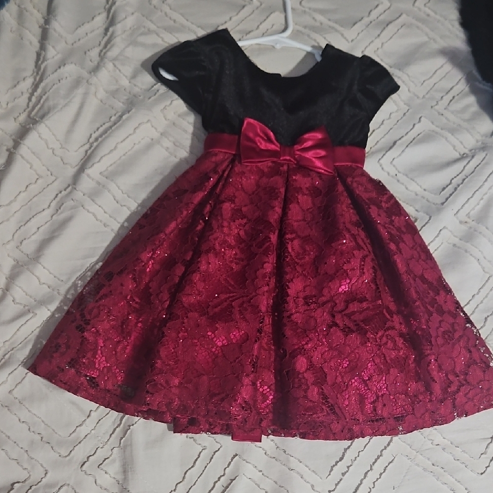 Jona Michelle Black and Burgundy Lace Dress